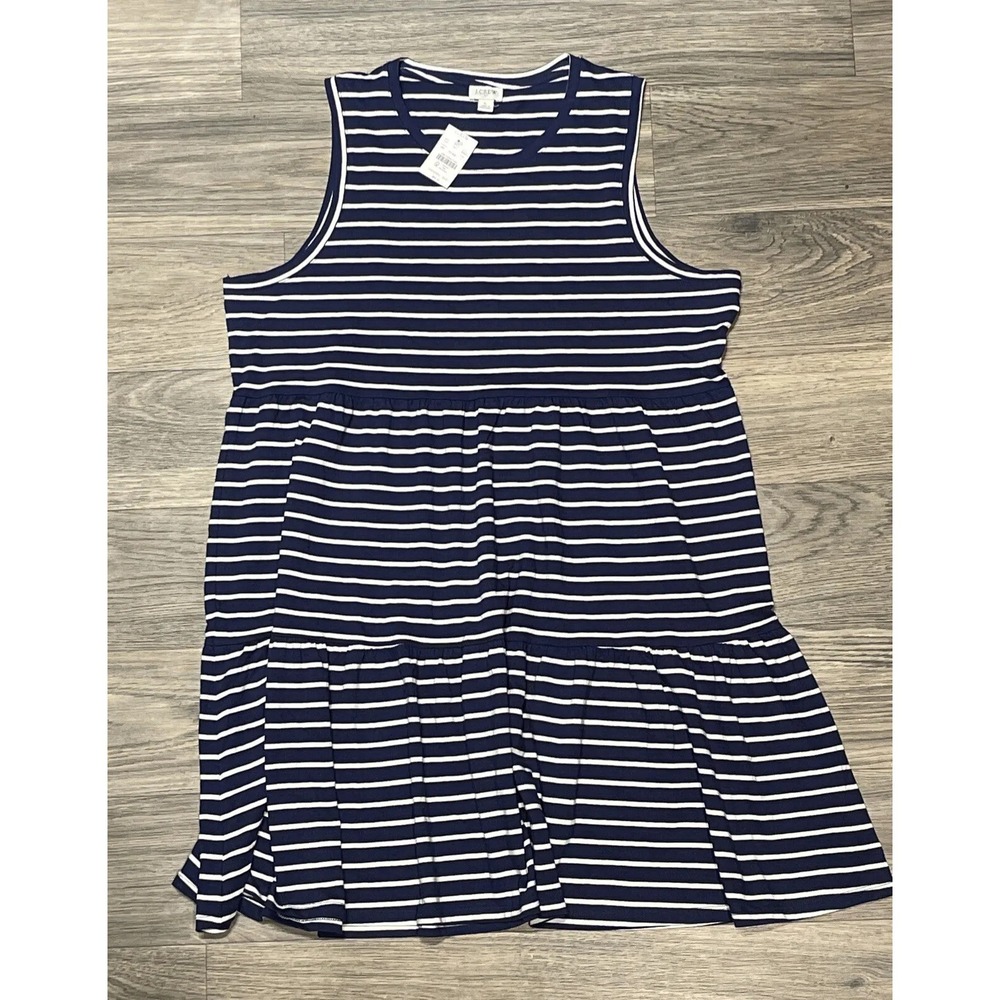 J Crew Blue White Stripe Sundress Large Lightweight Style B1268 Brand New #C145